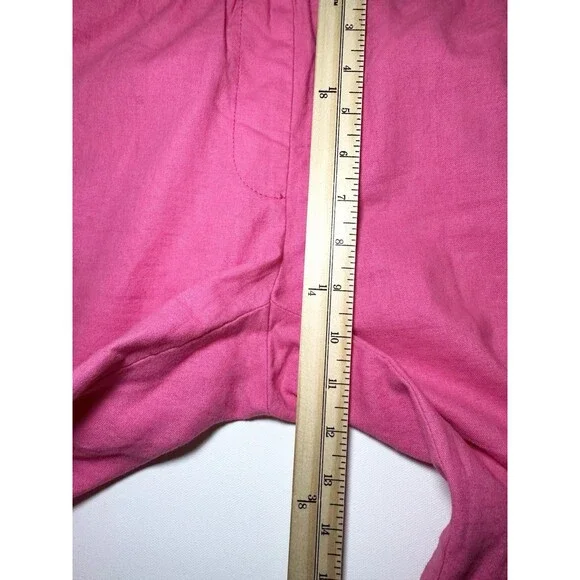 J. Crew Hot Pink Linen Blend Pull On Drawstring Elastic Waist Ankle Pant Women 2 - Picture 9 of 10